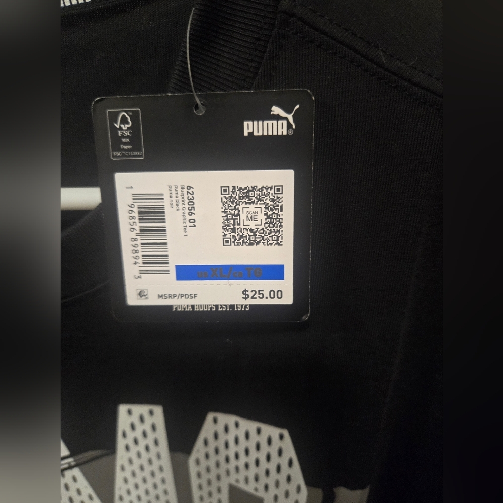 Puma Men's Tee Shirt Size XL Black - Picture 3 of 3
